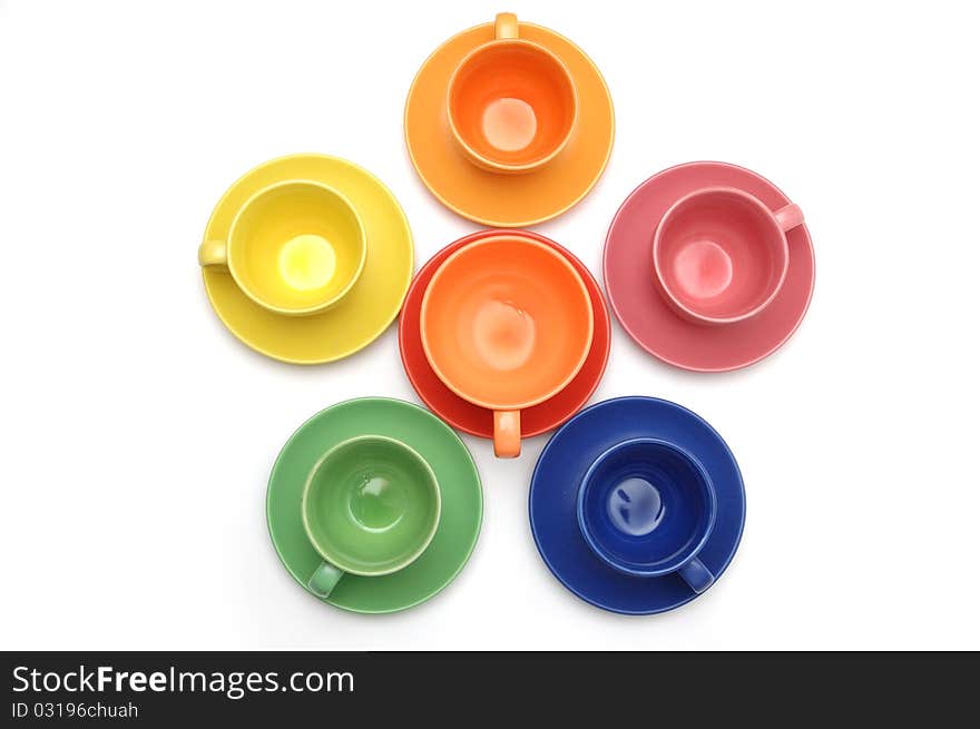 Colored Coffee Cups And Dishes