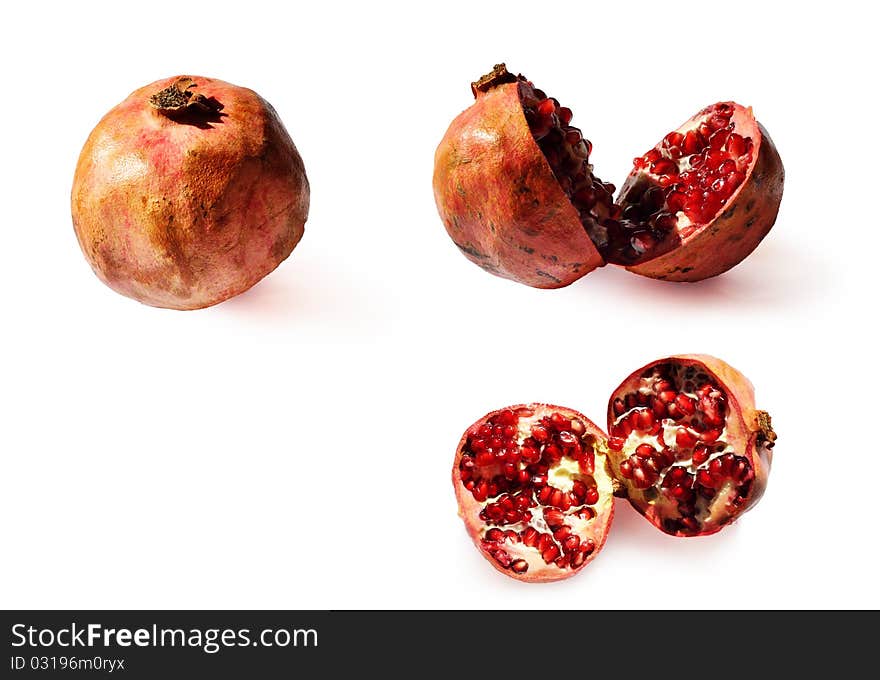 Pomegranate split revealing its inside. Pomegranate split revealing its inside