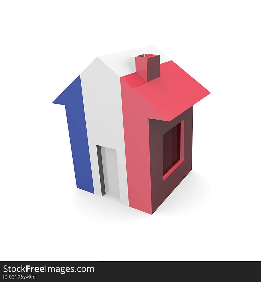 House 3d with flag of france