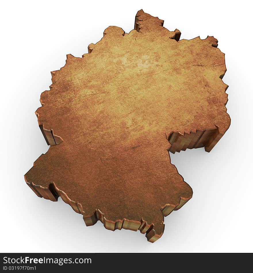 Germany map textured with clay on white background. Germany map textured with clay on white background