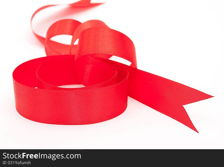 Red ribbon on white background