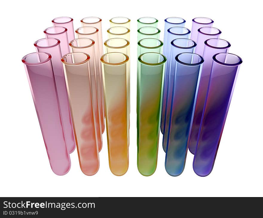 A set of multi colour test tubes