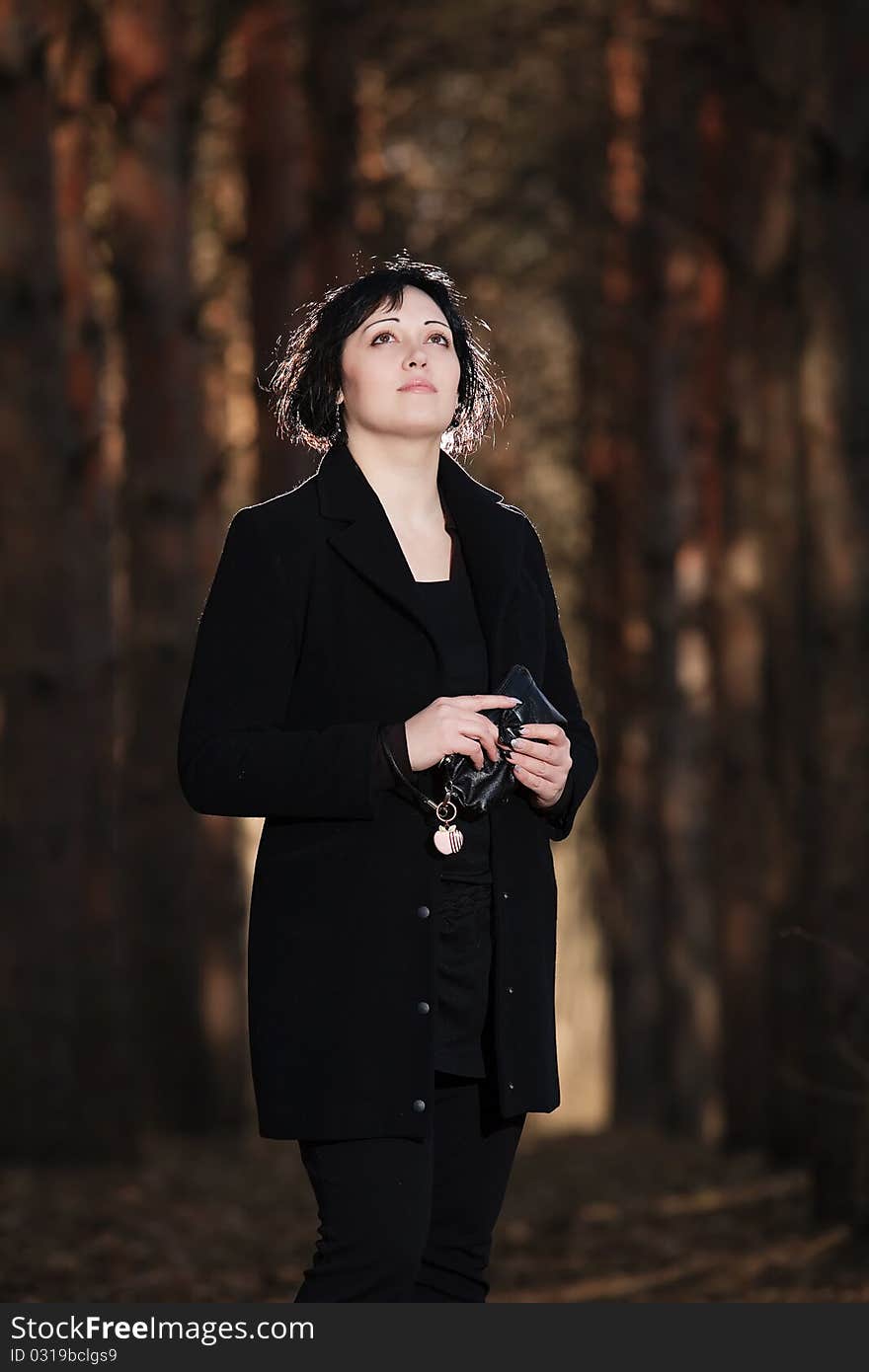 Woman in a beautiful spring forest. Woman in a beautiful spring forest