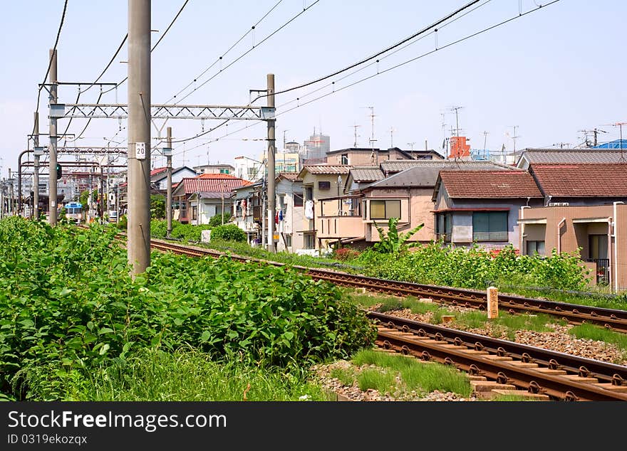 Rails and catenary at Tokyo