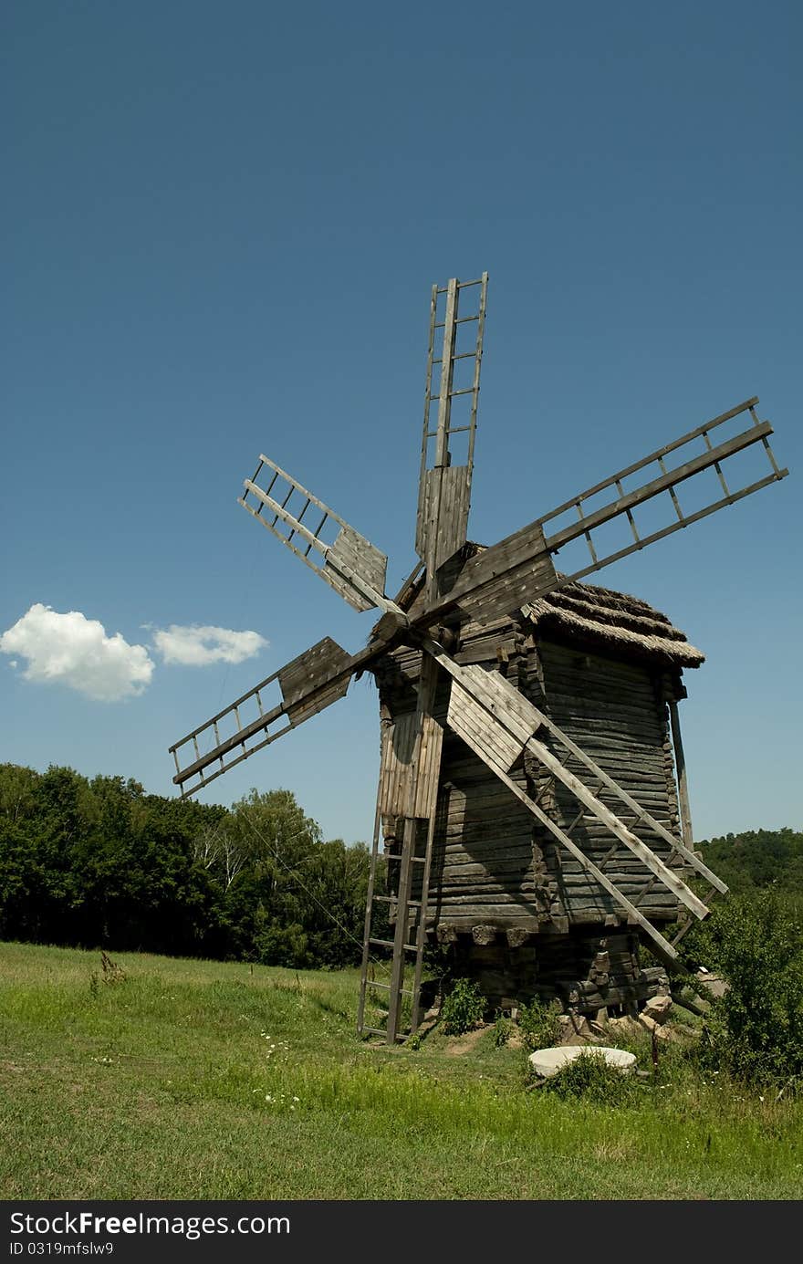 Old wooden wind mill