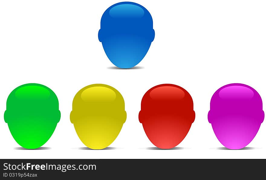 Set of head icons in color.This image is a illustration and can be scaled to any size without loss of resolution.