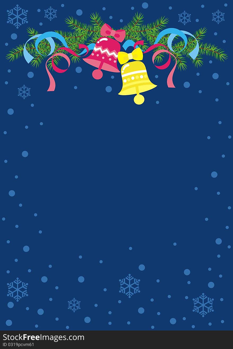 Christmas banner with snowflakes and bells