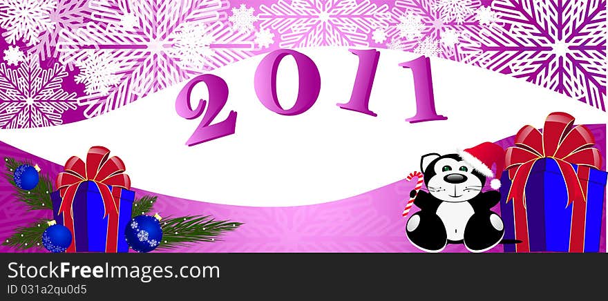 Illustration of the new year background with decorations