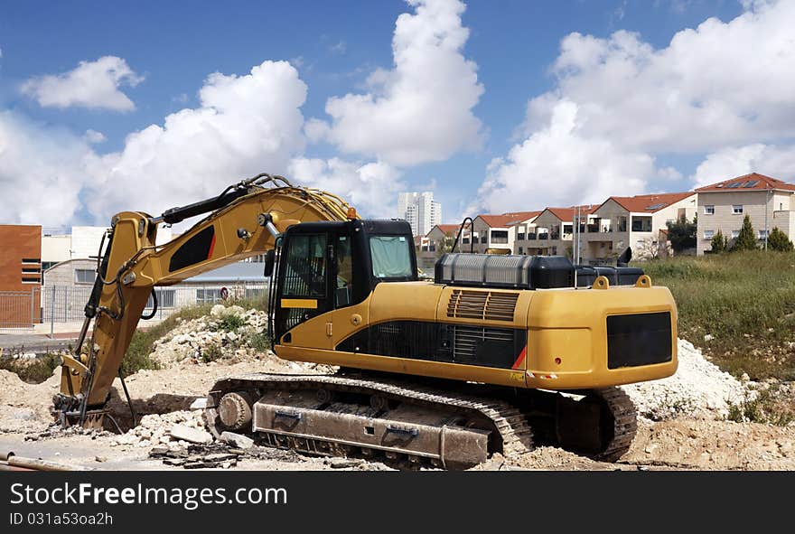 Heavy Tractor during a road construction work