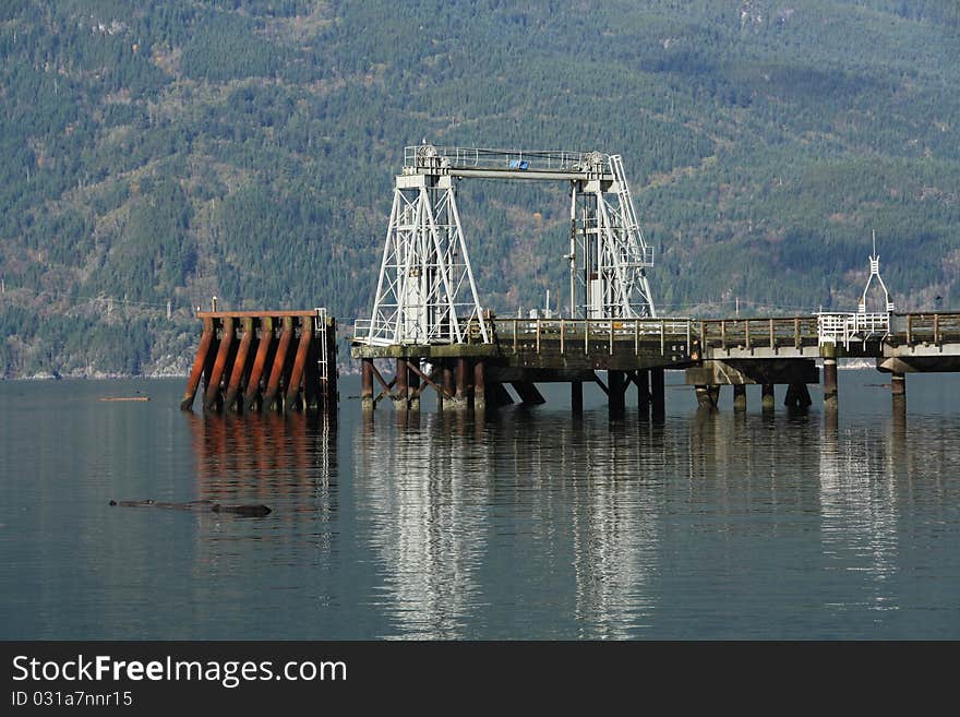 Ferry terminal with island in background