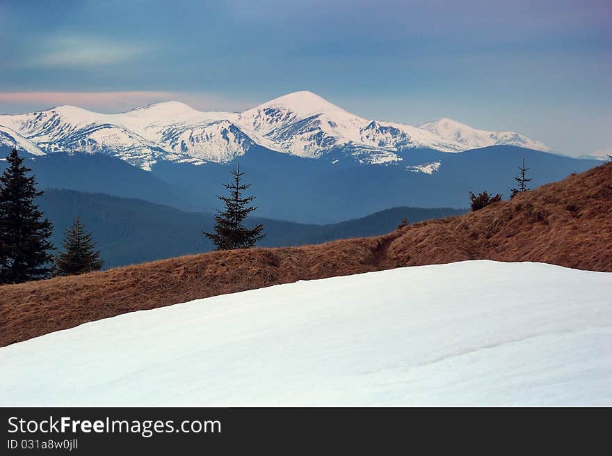 Spring Landscape In Mountains