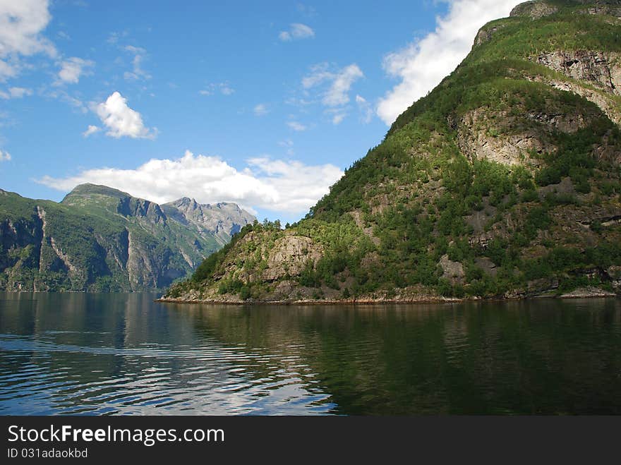 View over the fjord Geiranger in Norway