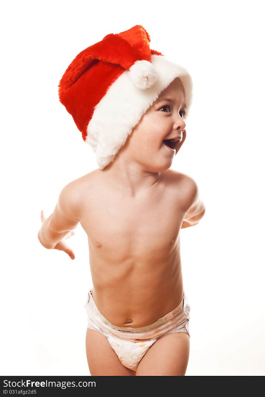 Little boy in Santa's hat. Little boy in Santa's hat