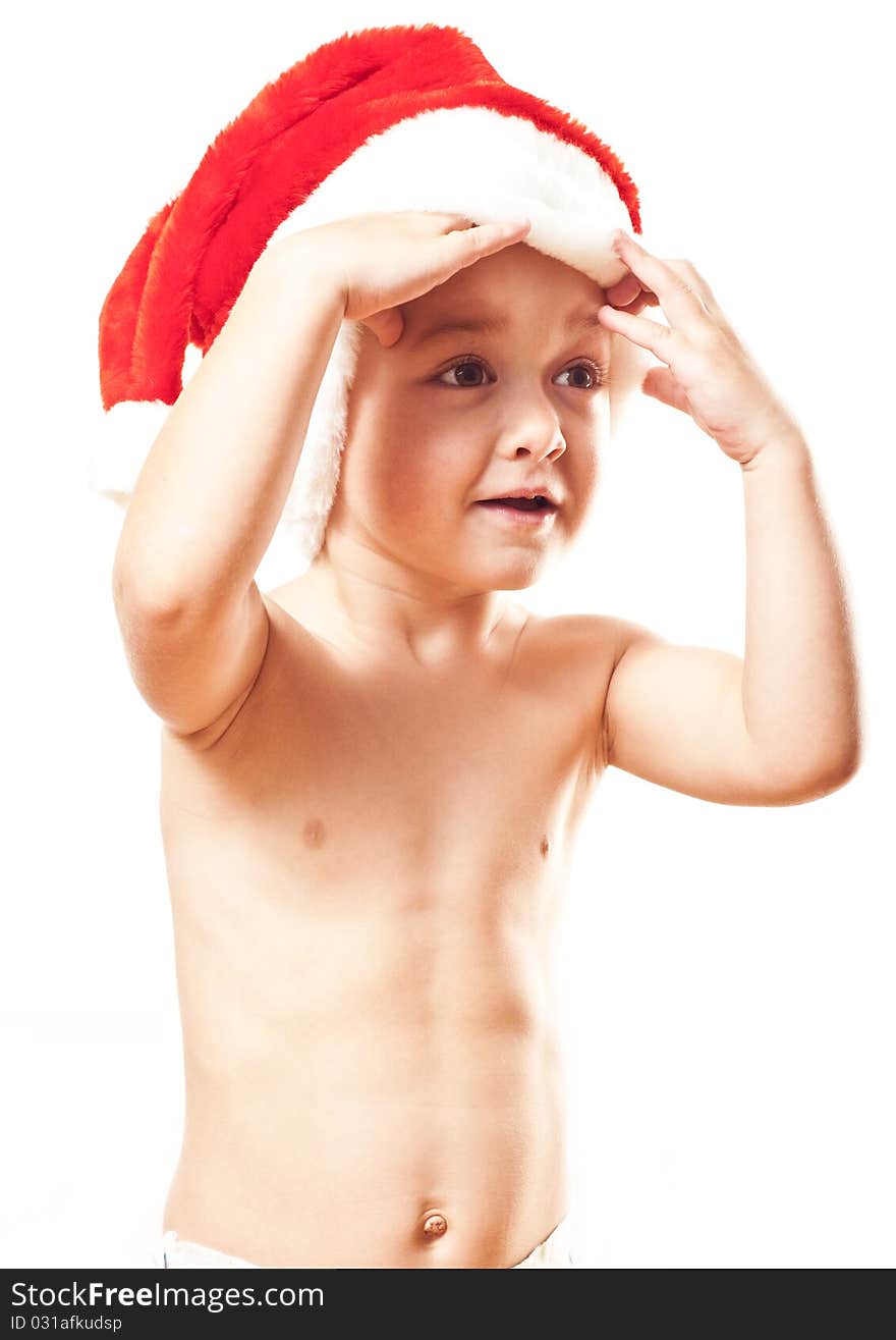 Little boy in Santa's hat. Little boy in Santa's hat