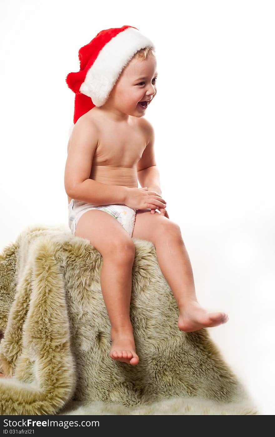 Little boy in Santa's hat. Little boy in Santa's hat