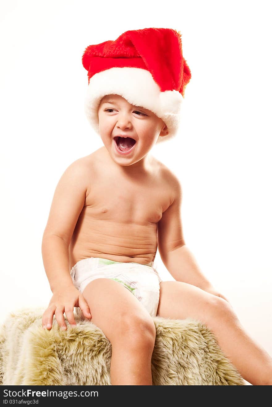 Little boy in Santa's hat. Little boy in Santa's hat