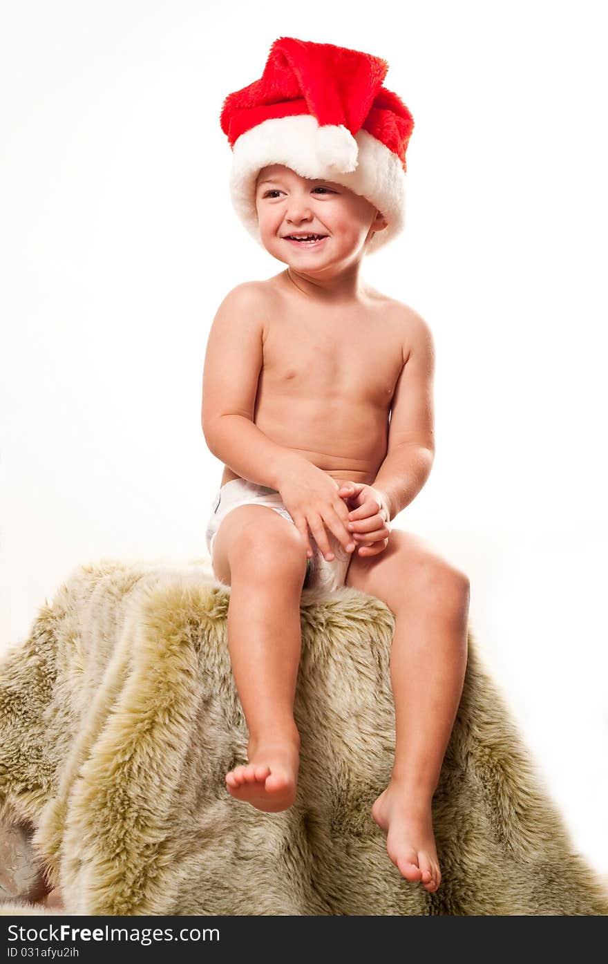 Little boy in Santa's hat. Little boy in Santa's hat