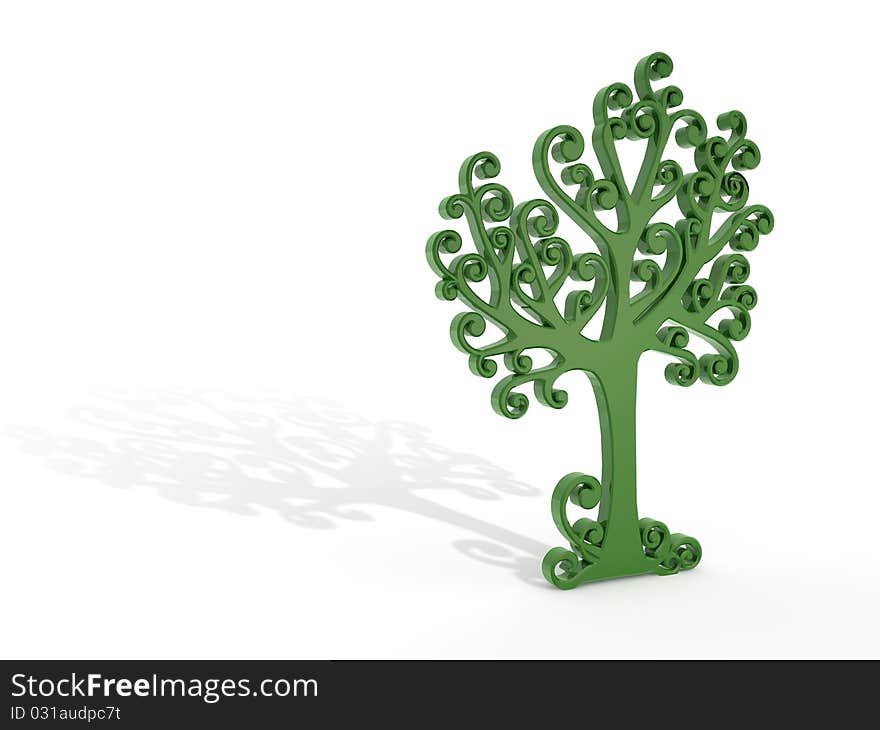 Green Tree With Shadow