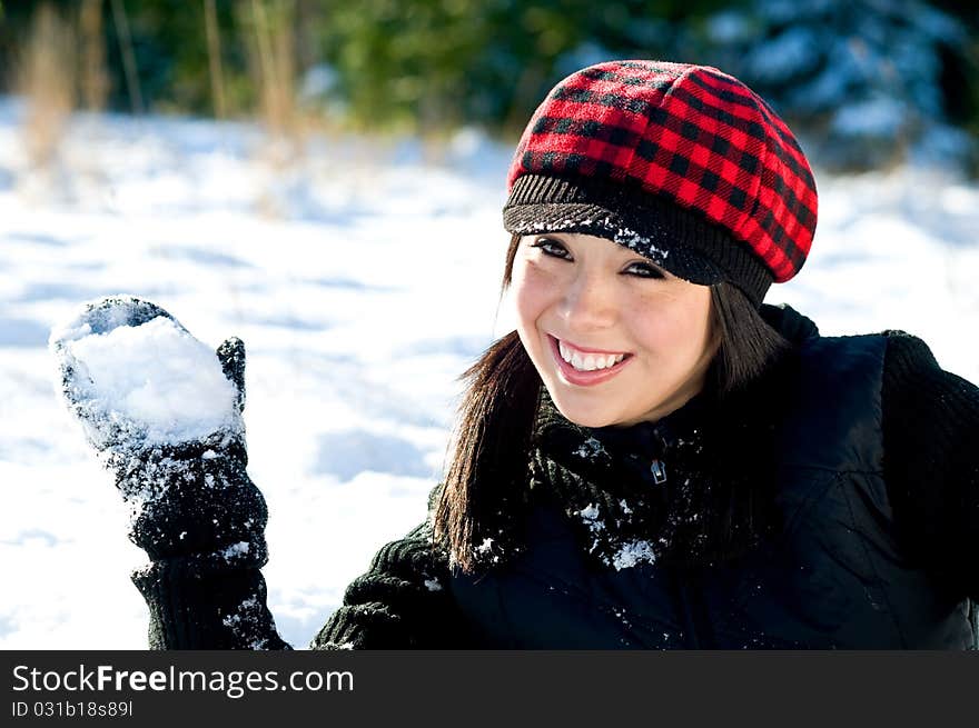 Cute young woman in the snow. Cute young woman in the snow