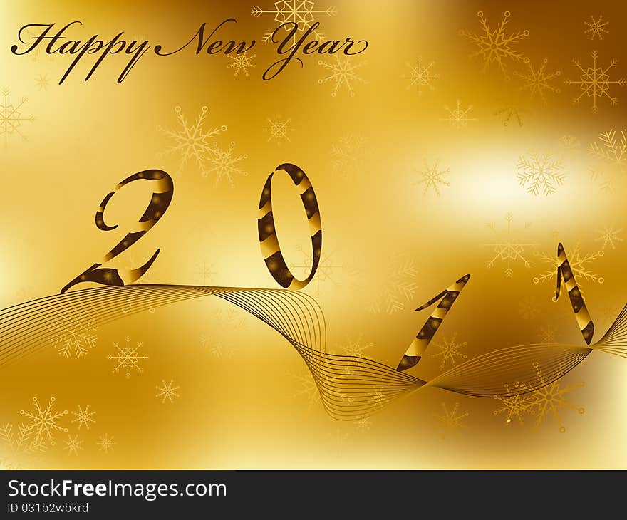 Vector gold New Year  greeting card. Vector gold New Year  greeting card