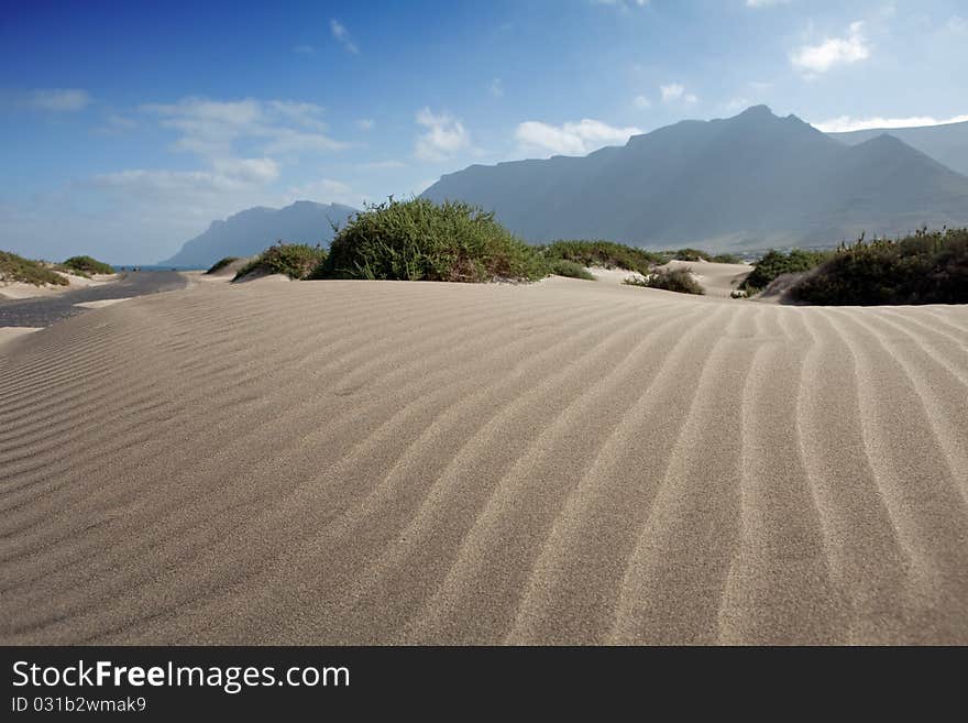 Sand dunes on Famara beach, Lanzarote