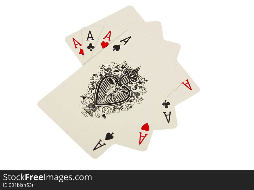 Four of a Kind Aces isolated on white background. Four of a Kind Aces isolated on white background