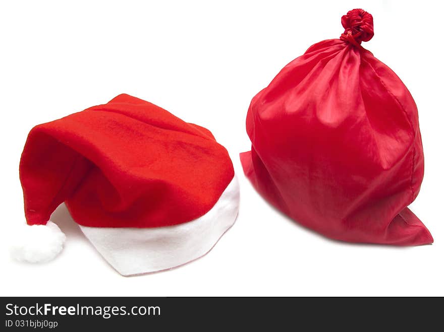 Bag and cap on white