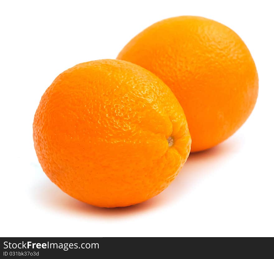 Two oranges isolated on white background