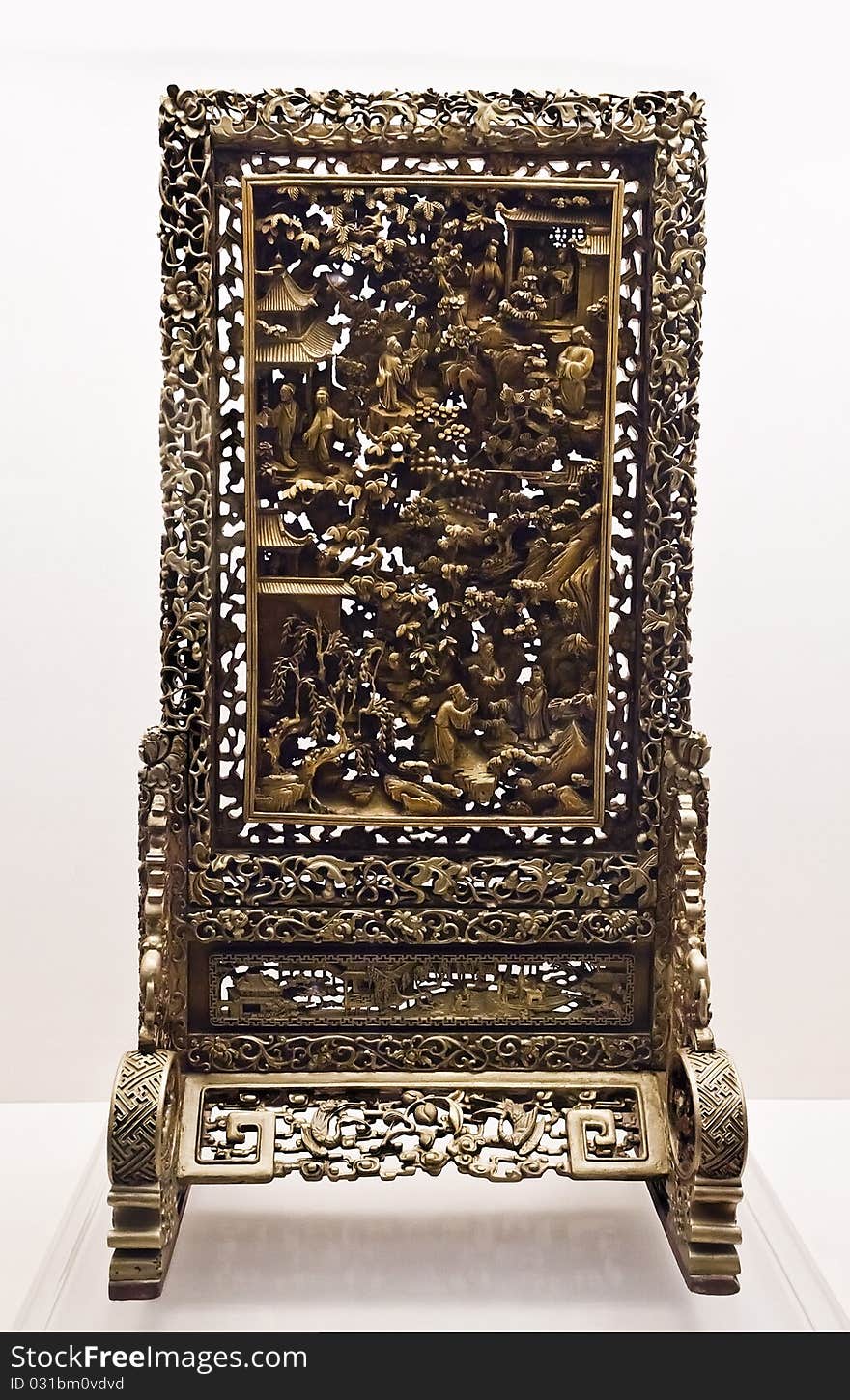 Close up shot of oriental style wooden screen.