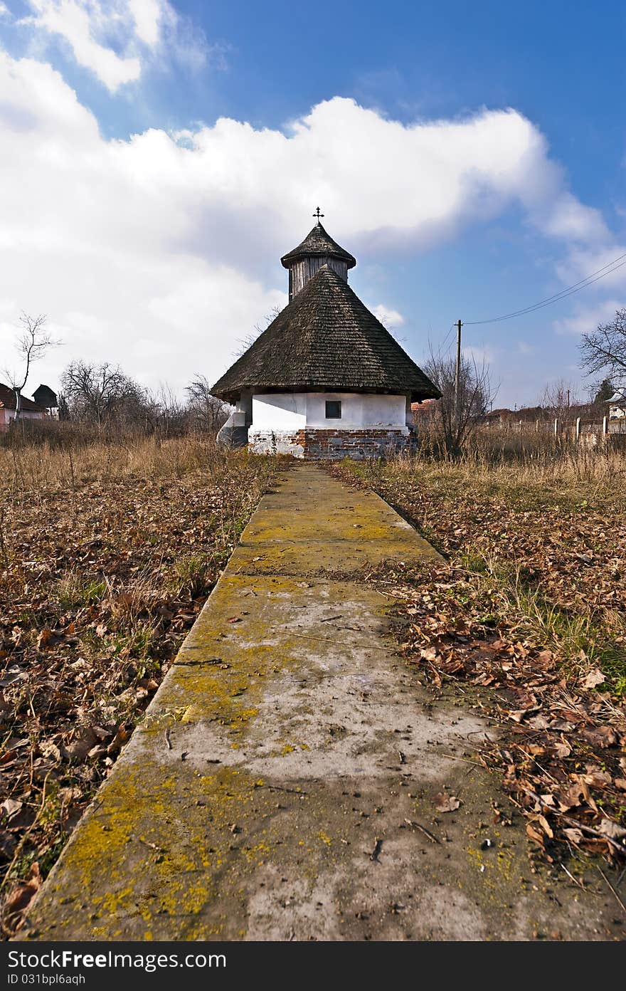 Way to an old Orthodox church in the country