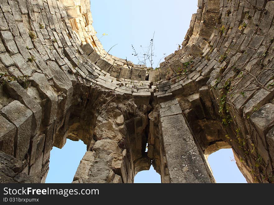 Old Abkhazian fortress against the blue sky. Old Abkhazian fortress against the blue sky