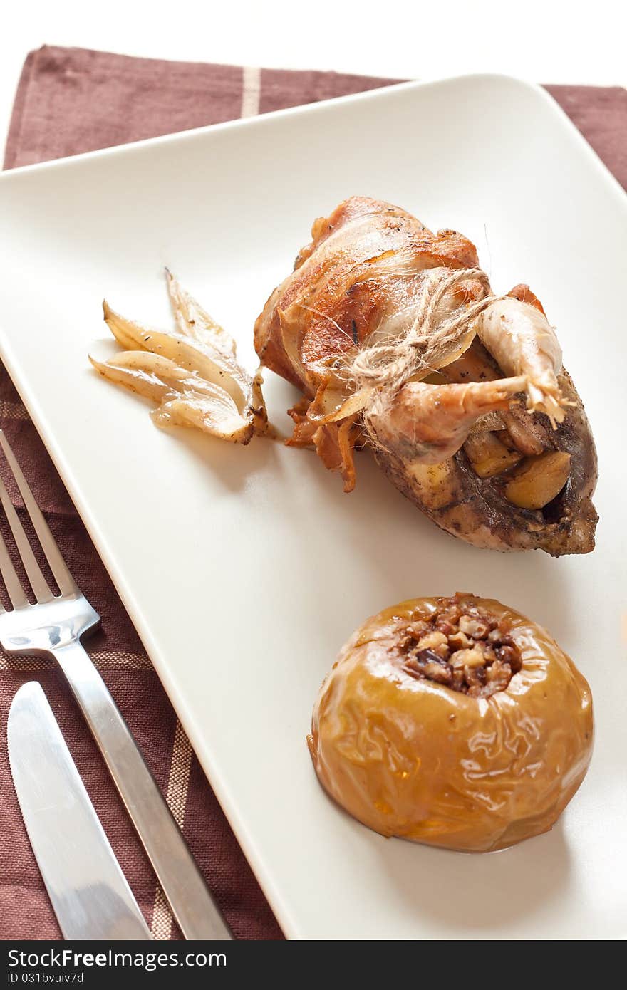 Roasted Partridge Stuffed With Apples