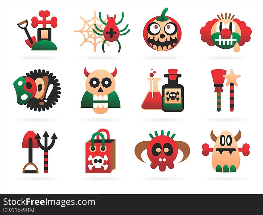 Scary halloween icons