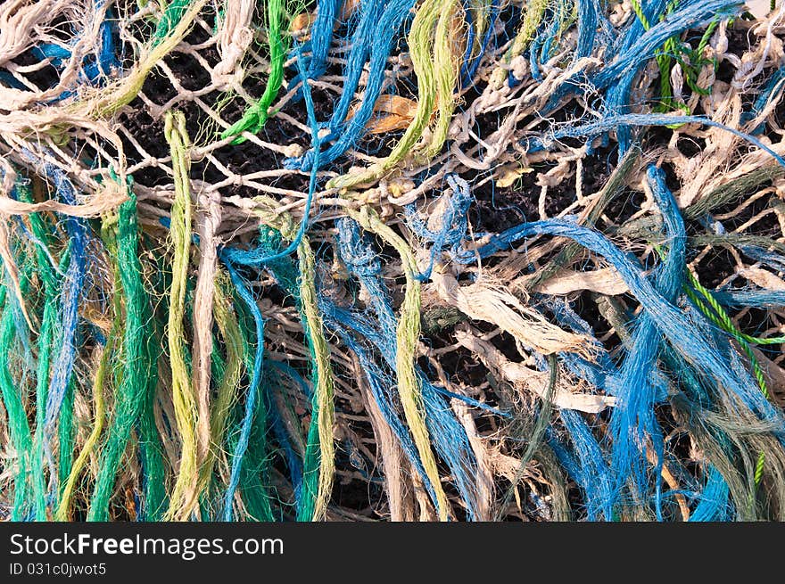 Abstract of colourful fishing nets.