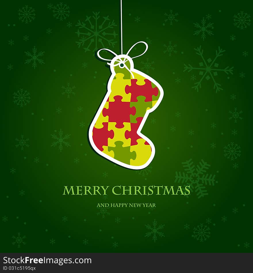 Christmas stocking from jigsaw puzzle