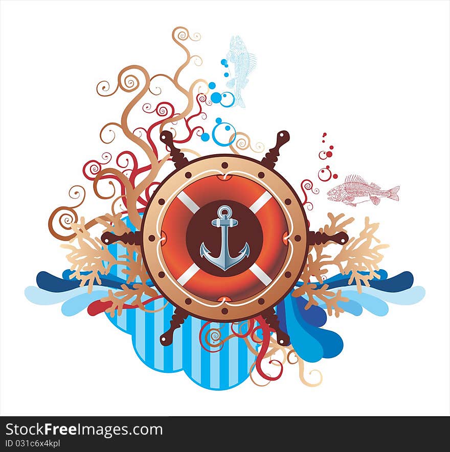 Beautiful composition in sea style with anchor