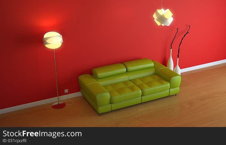 A modern 3d interior composition