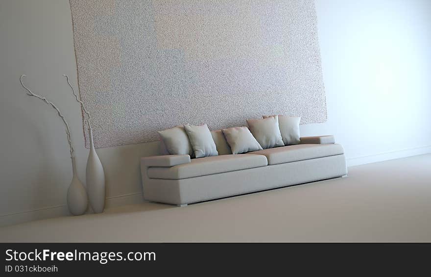 A gray 3d interior composition. A gray 3d interior composition