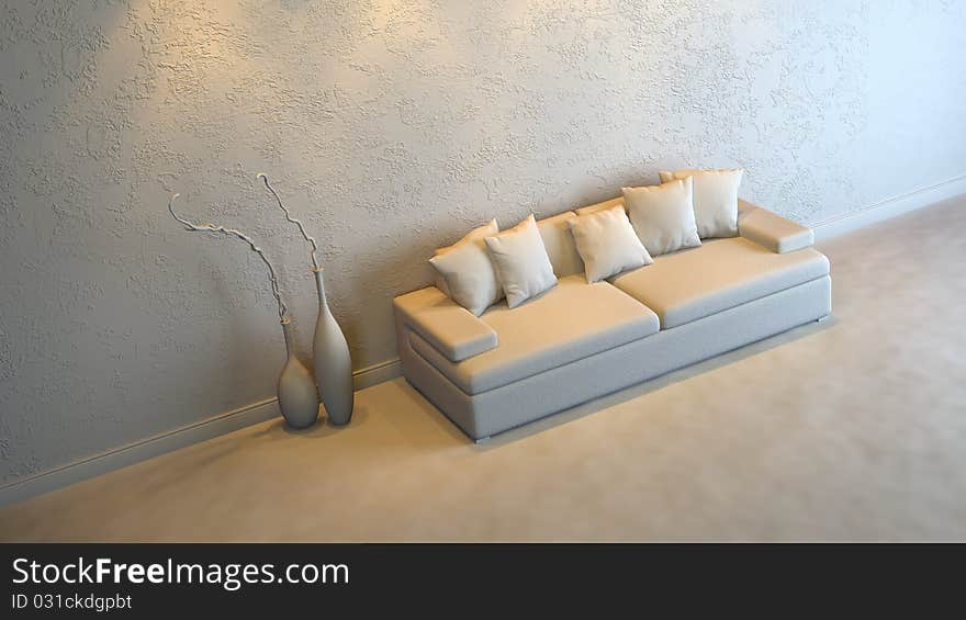 A gray 3d interior composition. A gray 3d interior composition