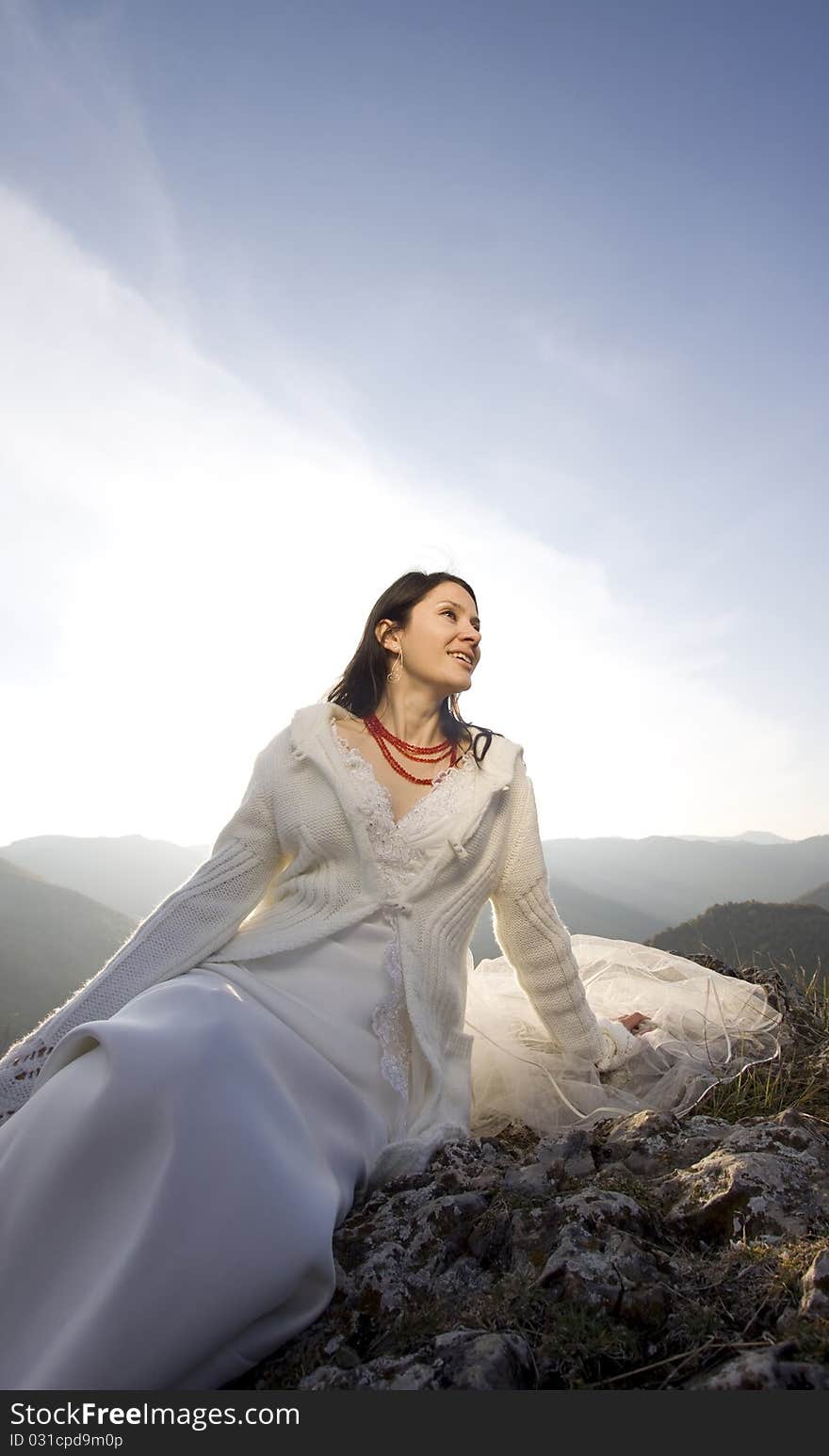 Romantic woman with red boots