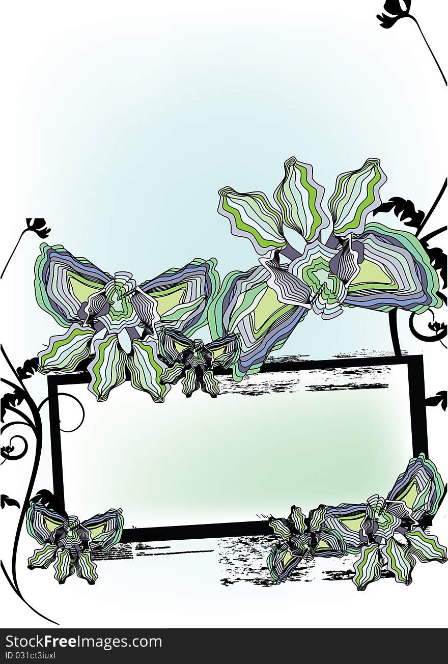 Decorative design with flowers and butterfly