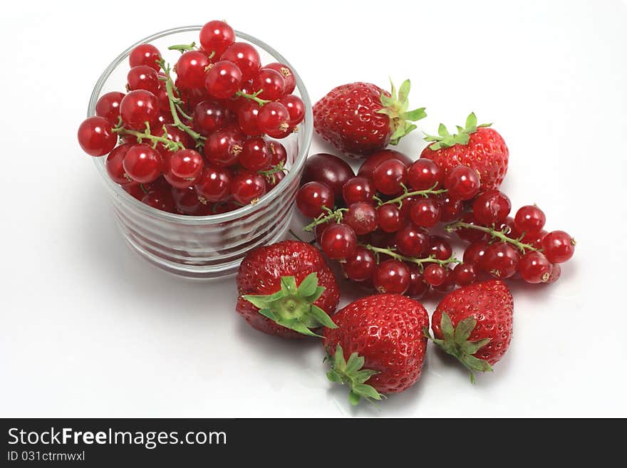 Plate of strawberries and currants