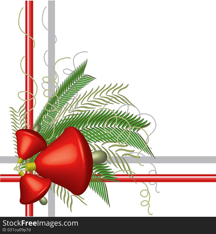 Christmas background-frame with red bells