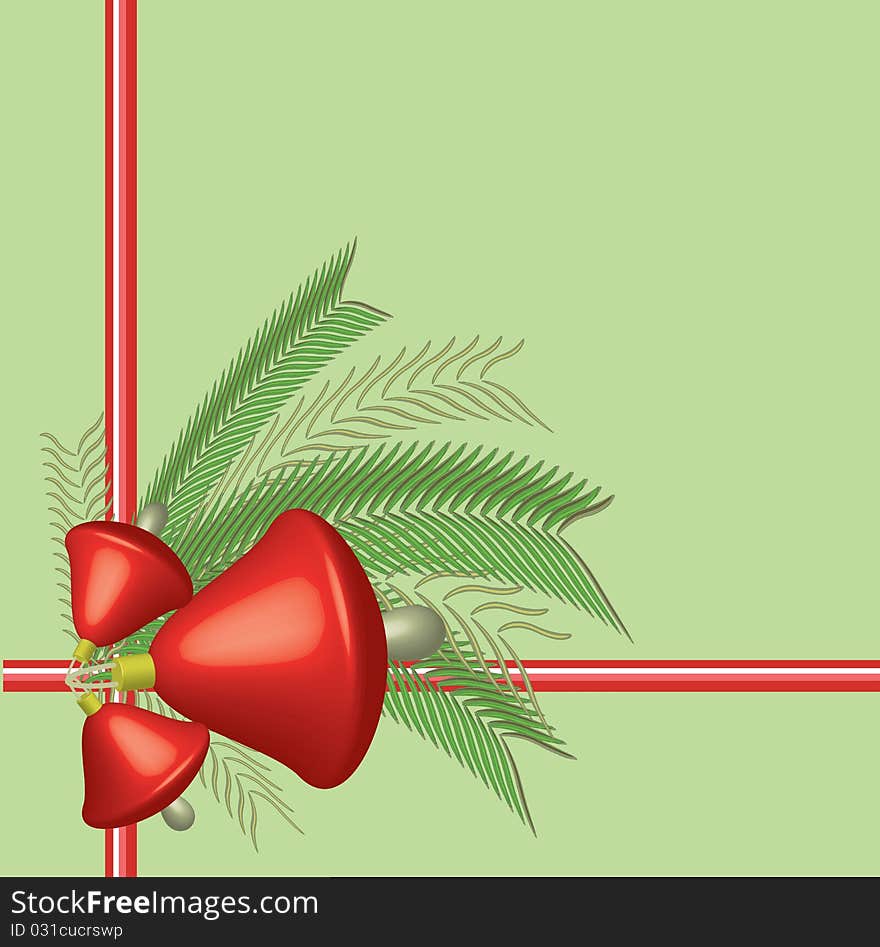 Christmas background-frame with red bells