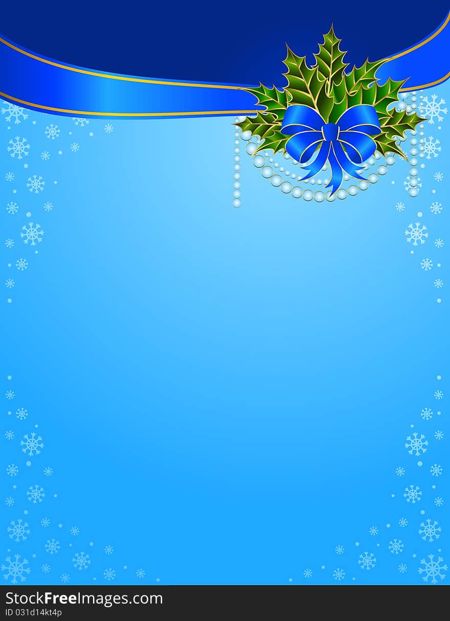 christmas bow on a blue background