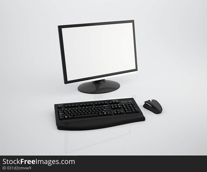 Glossy LCD with keyboard and mouse