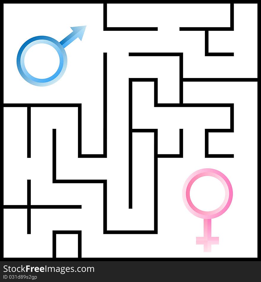 Love maze, male and female sign