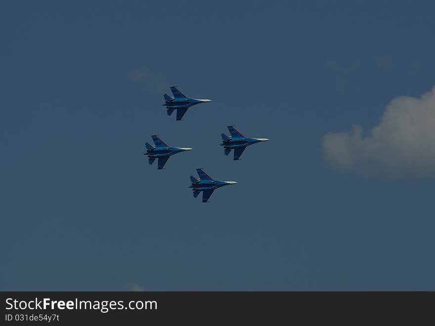 Aerobatics in the blue sky