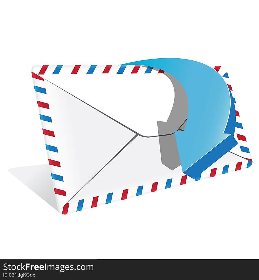 Envelope and blue arrow