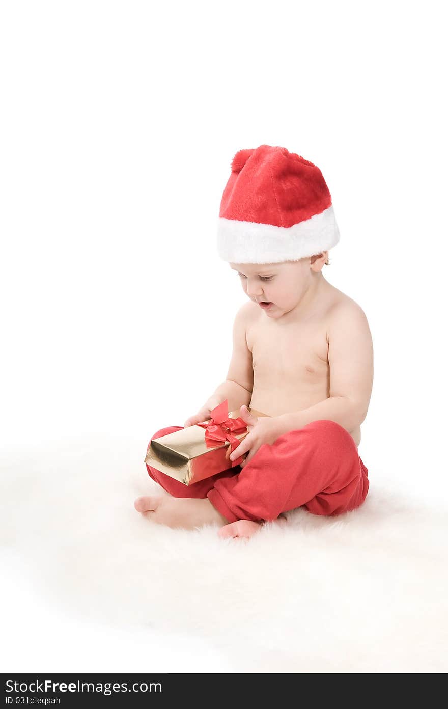 Santa Claus Baby In Studio In Christmas Time